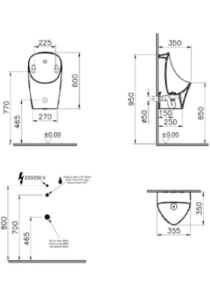 vitra m line temassız pisuvar elektrikli+pilli vitra m line temassız pisuvar elektrikli+pilli