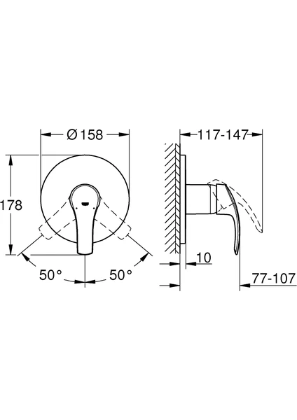 grohe eurosmart ankastre duş bataryası 24042002 grohe eurosmart ankastre duş bataryası 24042002
