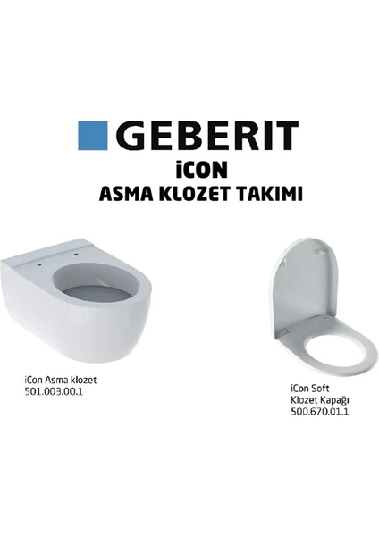 geberit icon asma klozet 53 cm (gizli montaj) – icon soft klozet kapak, beyaz 501.003.00.1 500.670.01.1 geberit icon asma klozet 53 cm (gizli montaj) – icon soft klozet kapak, beyaz 501.003.00.1 500.670.01.1