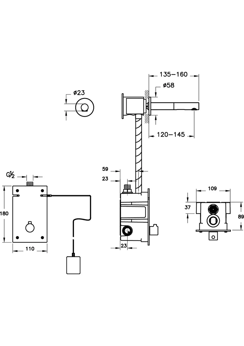 vitra origin a47217 ankastre temassız lavabo bataryası; kısa; elektrikli; Çift su girişli; krom vitra origin a47217 ankastre temassız lavabo bataryası; kısa; elektrikli; Çift su girişli; krom